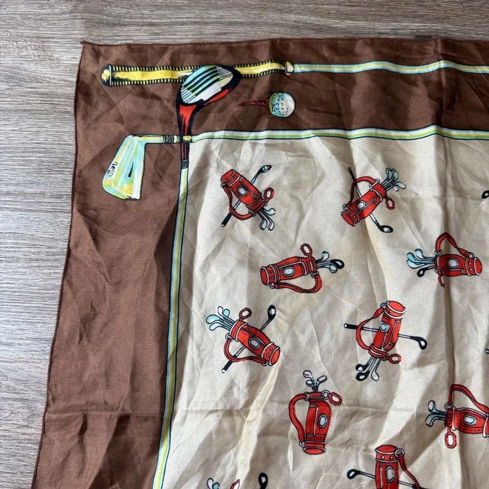 Echo Silk Scarf Golf Clubs Caddy Theme | Brown | 23